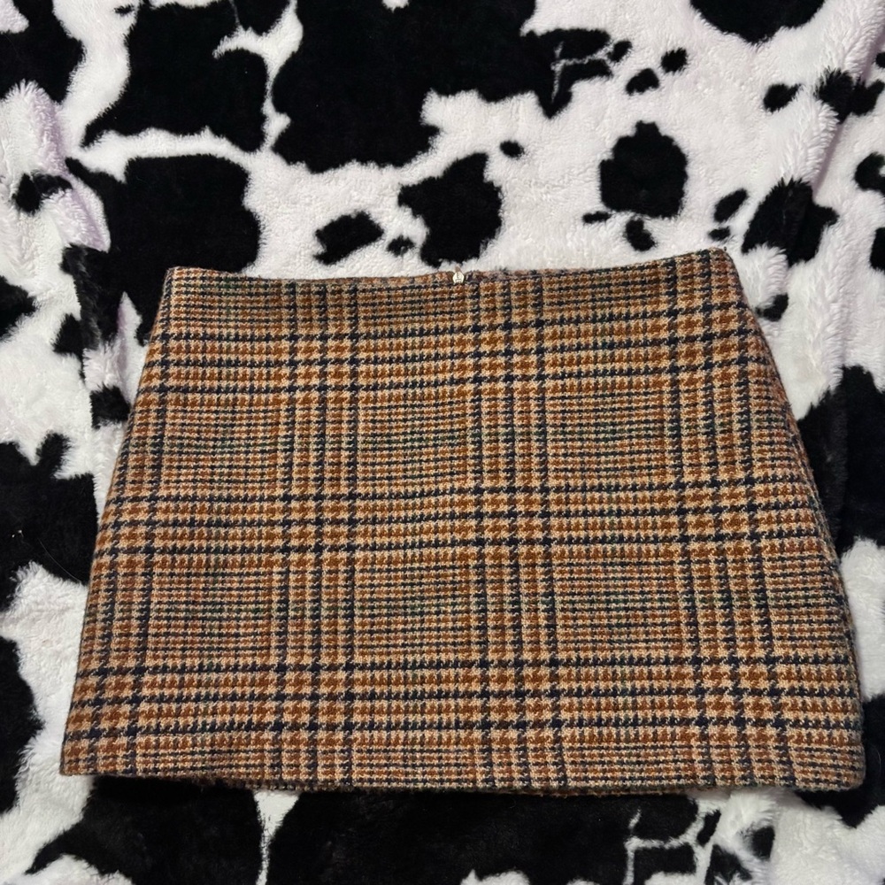 Brandy Melville Plaid Mini Skirt - Brown and Black